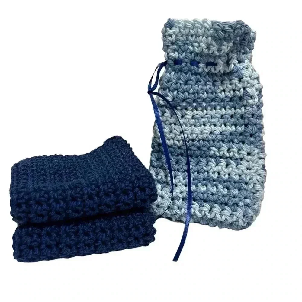 100% Cotton Handmade Washcloth & Soap Saver